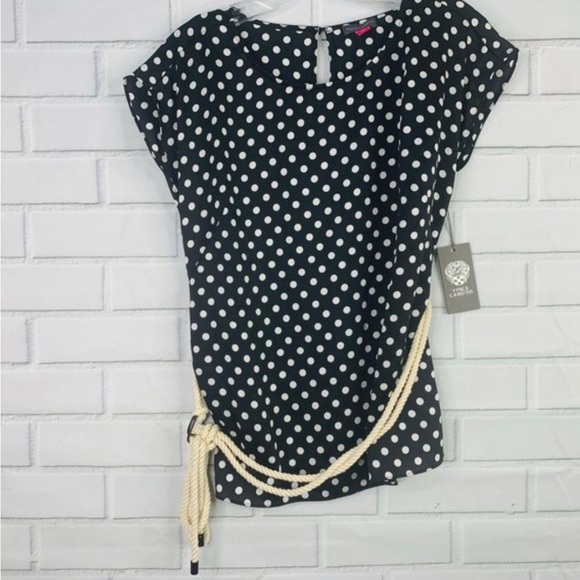 Vince Camuto polka dots black & white blouse top - size small - Picture 2 of 6